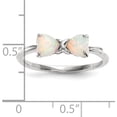 thumbnail image 3 of Solid 14k White Gold Polished Created Opal Bow Ring - Ring Size 7.0, 3 of 6