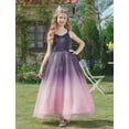 thumbnail image 4 of IDOPIP Flower Girls Spaghetti Strap Tulle Dress Long A Line Wedding Pageant Princess Birthday Party Dresses 3-14Y, 4 of 9