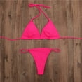 thumbnail image 3 of Bikini Set Bandage Solid Swimwear Two Pieces Swimsuit Padded Thong Bathing Suits - red, 3 of 5