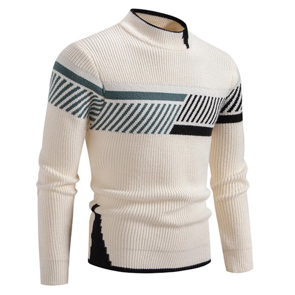 Fleece Knit Sweater Shirt for Mens,Fall Winter Mens Athletic Stretch Velvet Knit Sweater Stand Collar Long Sleeve Sweatshirt Beach Gym Workout Running Golf Clothes