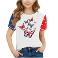 thumbnail image 2 of hengsof Girls Independence Day Short Sleeve Casual T-Shirt, Patriotic Holiday Print Fashionable Crew Neck Pullover, Ages 3-15, 2 of 4