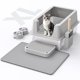 thumbnail image 1 of Caja de arena de acero inoxidable para gatos  Caja de arena cerrada con tapa XL extragrande de metal para gatos grandes, caja de arena de gatito de alta cara antifugas, fácil limpieza, antiadherente,, 1 of 8