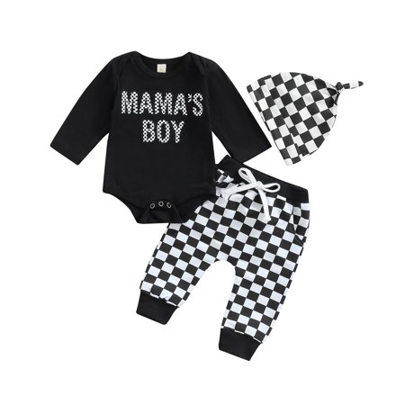 

Baby Boy Long Sleeve Clothes Mamas Boy Sweatshirt Checkerboard Joggers Pants Set 2 Piece Fall Winter Outfits