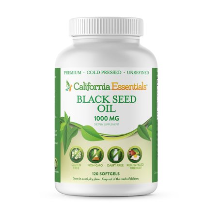 California Essentials Black Seed Oil Capsules 1000mg, Hair Growth Vitamins Supplement, 120 Softgels