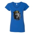 thumbnail image 2 of Wild Bobby, King Lion with Gold Crown Art, Animal Lover, Women Standard V-Neck Tee, Royal, Medium, 2 of 4