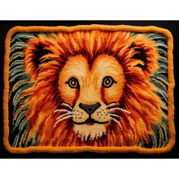 Animal Lion Latch Hook Rectangle Rug Kits for Adults Needle Crochet Yarn Embroidery Carpet Hook and Latch Kit Floor Mat Tapestry Christmas Home Decoration 52x38cm