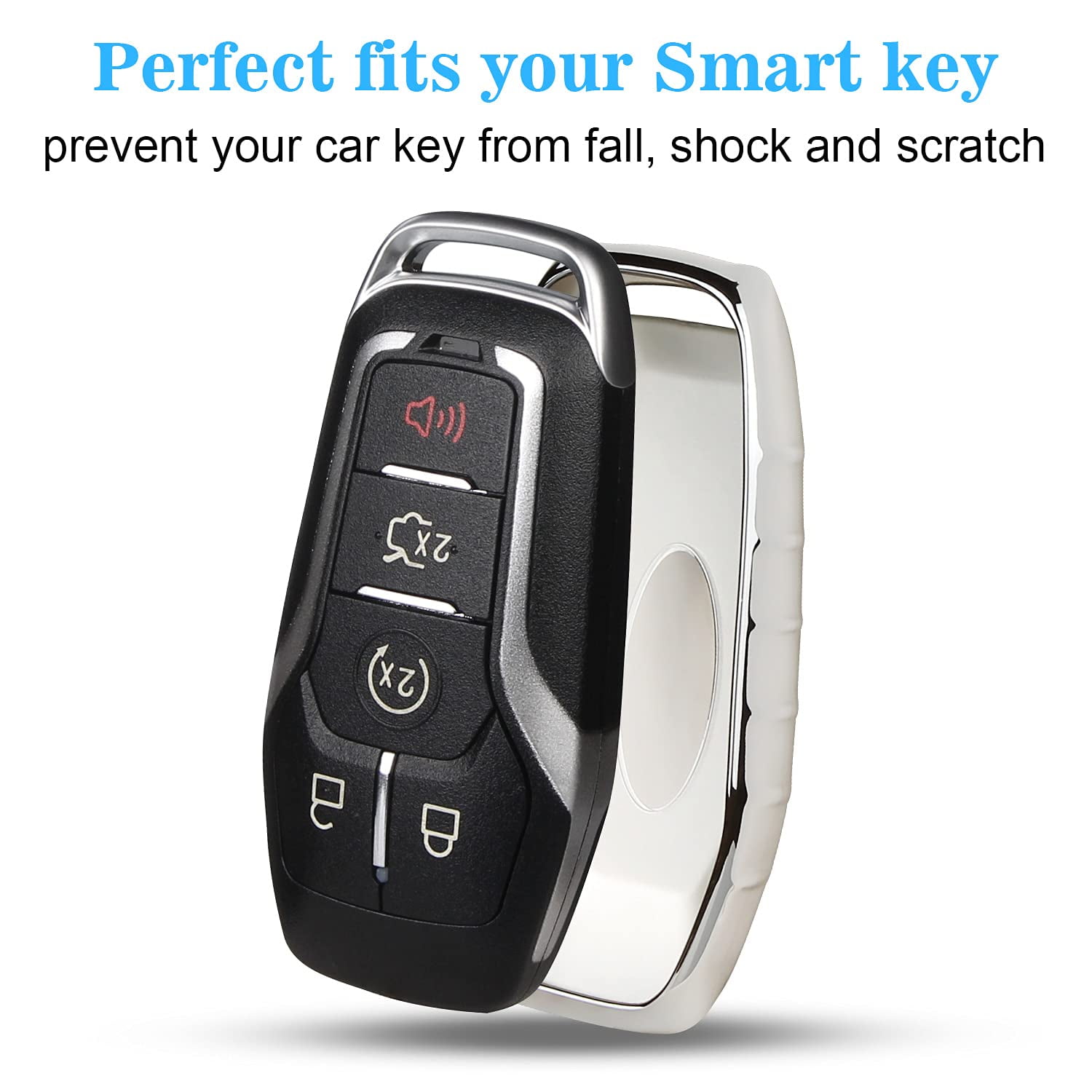 for Ford Key fob Cover,TPU Car Key Case Protector with Keychain Compatible with Ford Fusion F-150 Edge Explorer Mustang Lincoln MKZ MKC 2/3/4/5 Buttons Smart Key