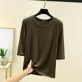 thumbnail image 2 of Modal Half Sleeve Top Women 2025 - Round Neck Solid Color Lounge Shirt Lightweight Home Wear Basic Tee Breathable Stretchy Comfort Short Sleeve Minimalist Y2K, 2 of 6