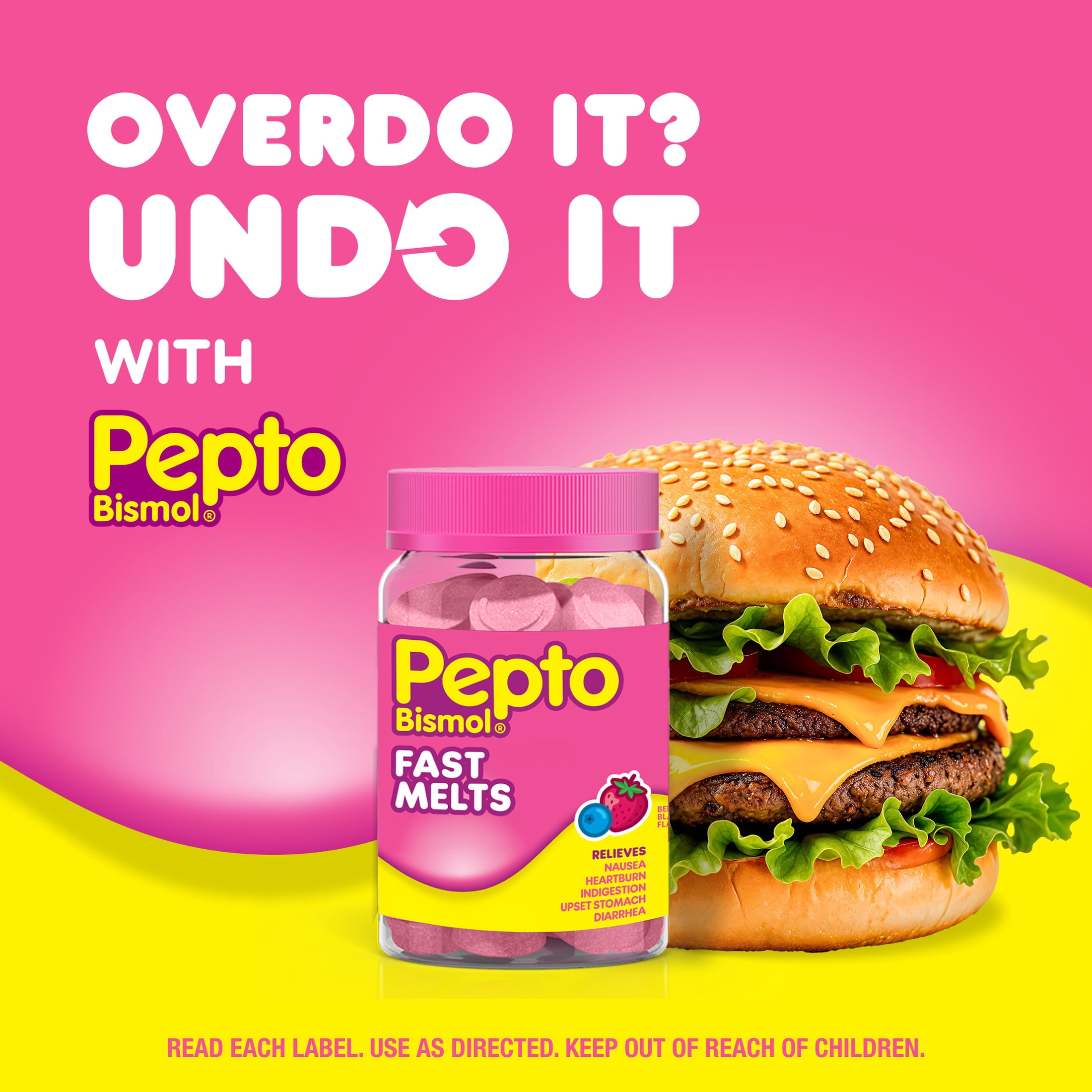 Pepto Bismol Fast Melts, Upset Stomach Relief, Stomach Relief, Anti-Diarrheal, 24 Count