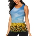 thumbnail image 3 of Goofa Blooming Sunflower Field Printed Womens Workout Tops for Women Sleeveless Yoga Shirts Athletic Running Tank Tops Sleeveless Gym Clothes Workout Apparel-X-Large, 3 of 9