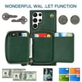 thumbnail image 3 of Crossbody Zipper Wallet Bag Case for Samsung Galaxy S24 Ultra,Dteck Lager Capacity Purse Leather Card Slots Pocket Shockproof Case Kickstad Cover with Shoulder Strap, Darkgreen, 3 of 9