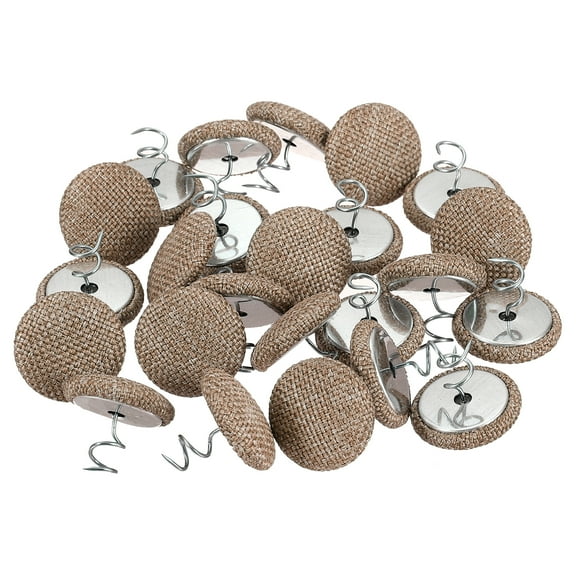 Uxcell 24 Pack Upholstery Tacks Twist Pin, 20mm Bed Skirt Pins Fabric Covered Button Twist Pins for Slipcovers Bed Skirts Armchair Caddies Furniture Cover, Khaki
