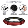 thumbnail image 6 of Elastic Steering Wheel Cover, black red buffalo plaid Checkered Stretch Thickening Car Steering Wheel Cover Women Men, Steering Wheel Protector Universal 15 in, 6 of 7