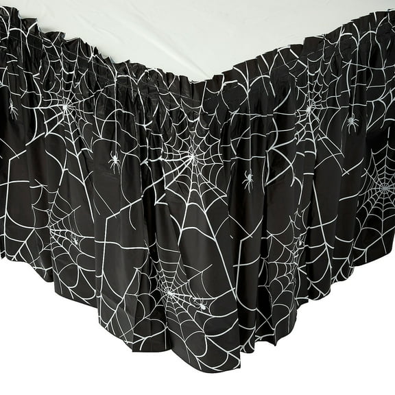 Fun Express Halloween Spider Web Plastic Table Skirt