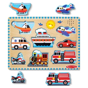 Melissa & Doug Vehicles Sound Puzzle, 8-Piece Wooden