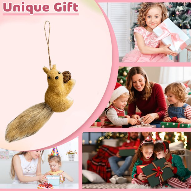 Adornos navideños, regalos navideños, ardillas realistas, adornos creativos colgantes para árbol de Navidad, minifiguras de escritorio, colgantes de plástico.