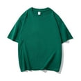 thumbnail image 4 of Women Cotton Oversized T-Shirts Drop Shoulder Short Sleeve T Shirts Crew Neck Loose Summer Pullover Green, M, 4 of 5