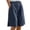 05-Navy, variant on Women's Elastic Waist Cotton Linen Bermuda Shorts, Button Detail Side Split Casual Shorts with Pockets, Loose Fit Knee Length Summer Solid Color Shorts 08-White XXL