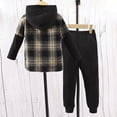 thumbnail image 4 of ASFGIMUJ Toddler Boys Outfits Long Sleeve Patchwork Plaid Prints T Shirt Hooded Tops Pants Casual 2 Piece Clothing Suits, 4 of 4