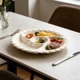 thumbnail image 7 of FEOLGEHLY 3PCS Round Plastic Plates, Divided Plates for Adults, Reusable Food Tray, Plastic Plates For Party, Plastic Dinner Plates with Compartments, for Home Travel & Outdoor 10 in (Beige), 7 of 7