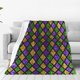 thumbnail image 1 of Balery Mardi Gras Shiny Green Purple Manta de Felpa Suave y Acogedora – Cobija de Franela Aterciopelada para Cama, Lavable y Cálida para Sofá, Mascotas, Transpirable-50"x40", 1 of 7
