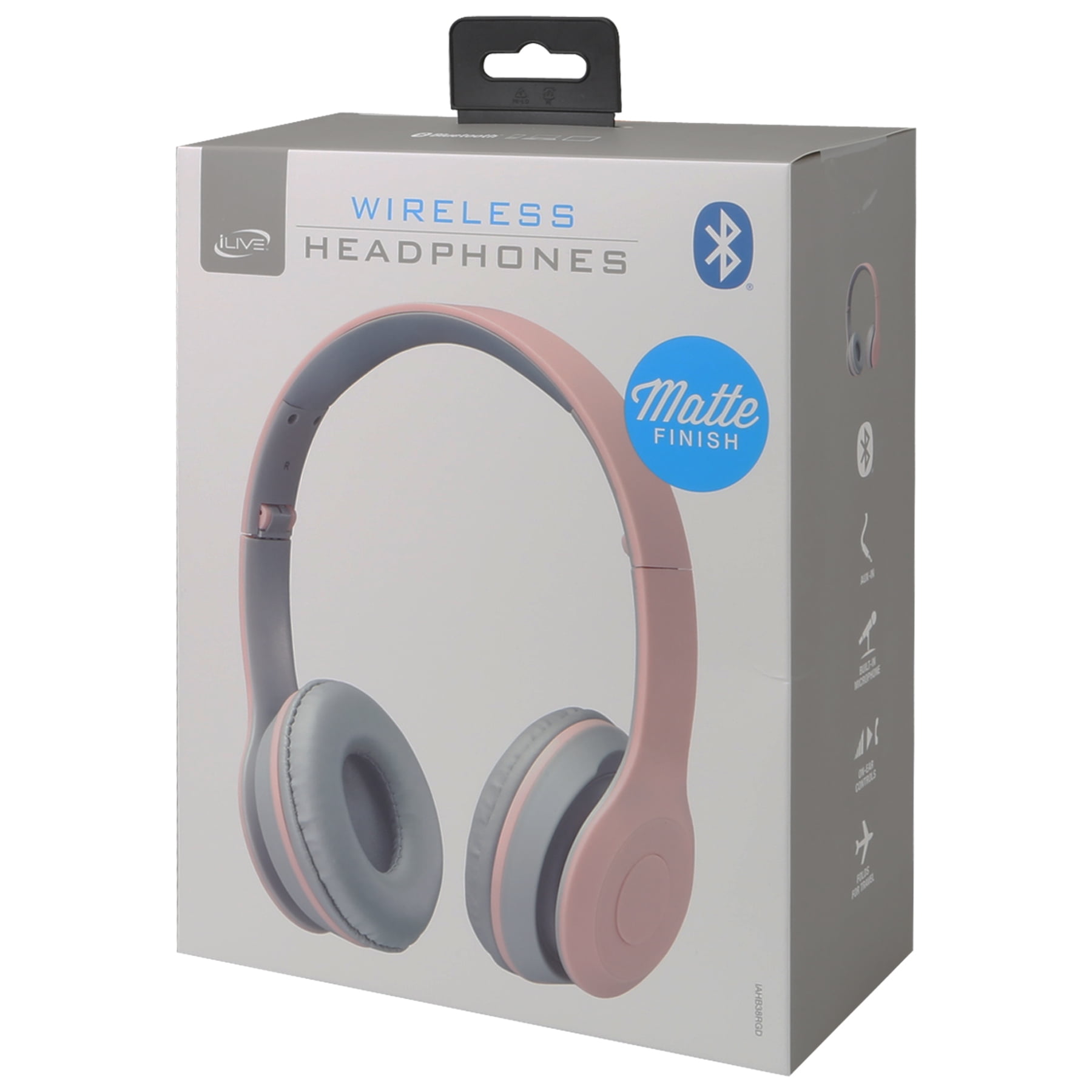 iLive Bluetooth Noise-Canceling Over-Ear Headphones, Rose Gold, IAHB38RGD