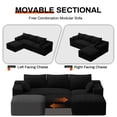 thumbnail image 5 of Wilayok 108" Oversized L-Shaped Sectional Sofa, Fluffy Corduroy Cloud Couch with Ottoman, Plush Memory Foam Boneless Modular Sectional Couch for Living Room Small Space, Black, 5 of 8
