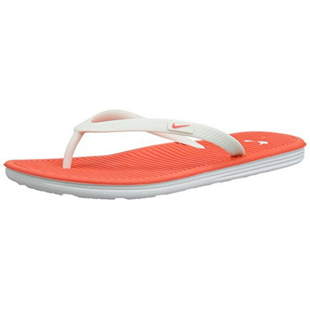 Nike Womens Solarsoft Thong II Sandal White/White/Bright Crimson 10 (12) Walmart.com