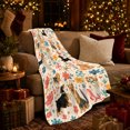 thumbnail image 3 of Autumnal Watercolor Dog Breed Pattern Floral Accents, Playful Pet Portrait Pattern, Warm Flannel Blanket for Living Room and Bedroom, Dog Lovers Just Because Gift, Pet Lover Home Decor, 3 of 9