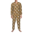 thumbnail image 3 of Fuzoiu Forest Animal Print Men's Long-Sleeved Pajama,Lounge Button Down Nightwear,Mens Notch Collar Pajama Set -Medium, 3 of 7