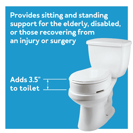 Carex Hinged Toilet Seat Riser, Adjustable, Adds 3.5 in Height, White, 300 lb Limit