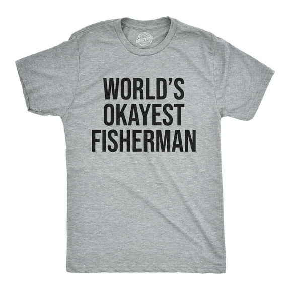 Mens Worlds Okayest Fisherman T Shirt Funny Fathers Day Fishing Tee Graphic Tees