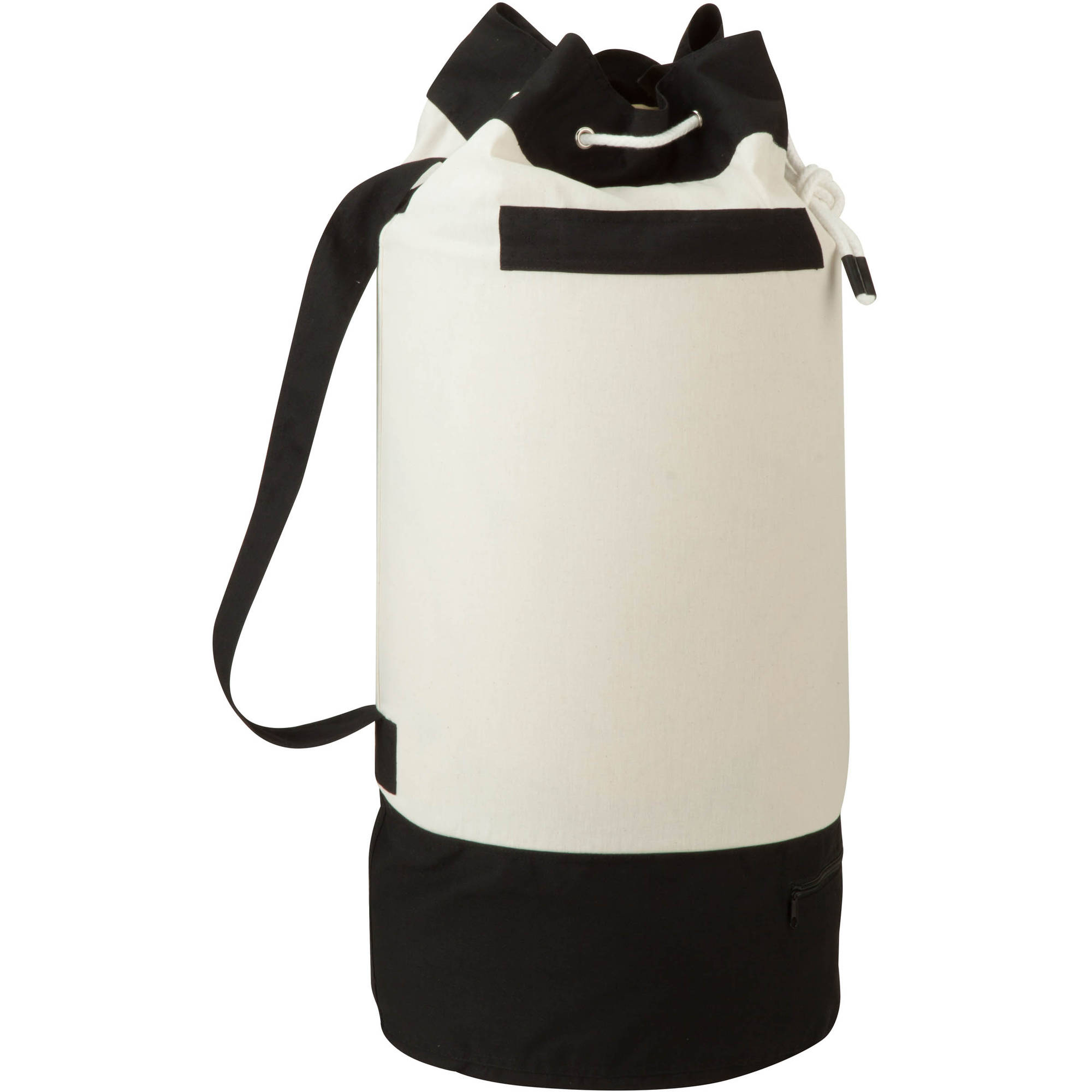 Honey-Can-Do Polyester Clothes Laundry Bag with Shoulder Strap, White/Black - image 2 of 2