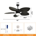 thumbnail image 3 of Craftian 52 Inch Tropical Ceiling Fan with Light and Remote,3 Ways Control,5 Palm Leaf blades Smart Black Ceiling Fan with Alexa, 3 of 8