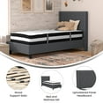 thumbnail image 3 of BizChair Twin Size Tufted Upholstered Platform Bed with Accent Nail Trimmed Extended Sides in Dark Gray Fabric with Mattress, 3 of 9