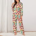 thumbnail image 2 of Honeii Colorful Butterflies print Women's Pajama Sets Long Sleeve Button Down Sleepwear Nightwear Soft Pjs Lounge Sets-Small, 2 of 7