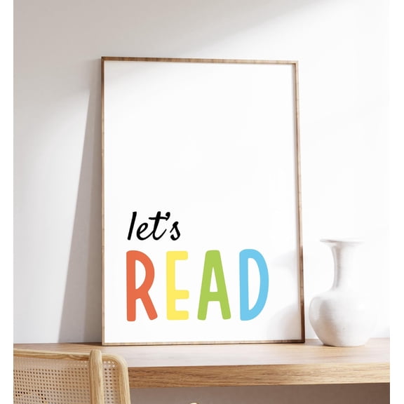 Let'S Read Poster, Library Poster, Book Nook, School Library Decor, Classroom And Homeschool, Educational Wall Art, Wall Art, Modern Wall Decor, 8x12 UNFRAMED