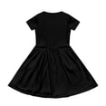 thumbnail image 4 of OIOLOYJM Girls Summer Short Sleeve Dress Cute Flowy Swing Hem Pocket A Line Dress Basic Lightweight Birthday Party Dresses Black 3-4 Year, 4 of 4