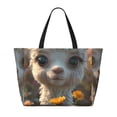 thumbnail image 2 of Daiia Adorable Llama In Flowers Beach Travel Bag - Water-Resistant Beach Bag, Lightweight Tote with 7 Pockets for Women and Men - Gym,Pool,Camping,Reusable Grocery Bag, 2 of 7