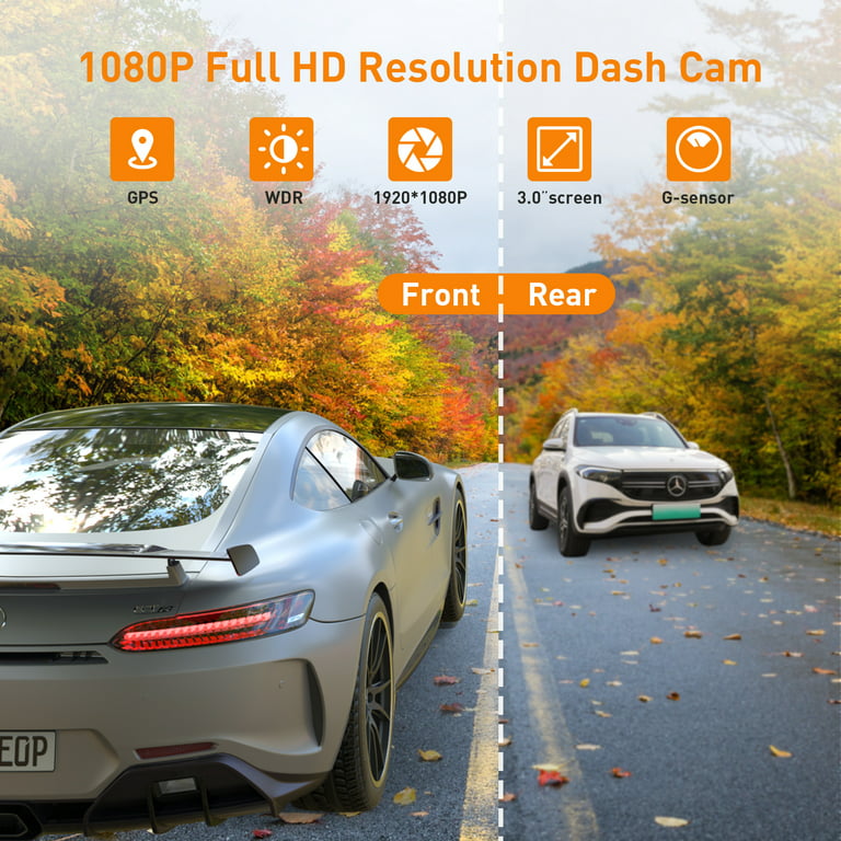 NEXPOW Dash Cam Front and Rear, 1080P Full HD Dash Camera, Dashcam with  Night Vision, Car Camera with 3-inch LCD Display, Parking Mode, G-Sensor,  Loop Recording, WDR 