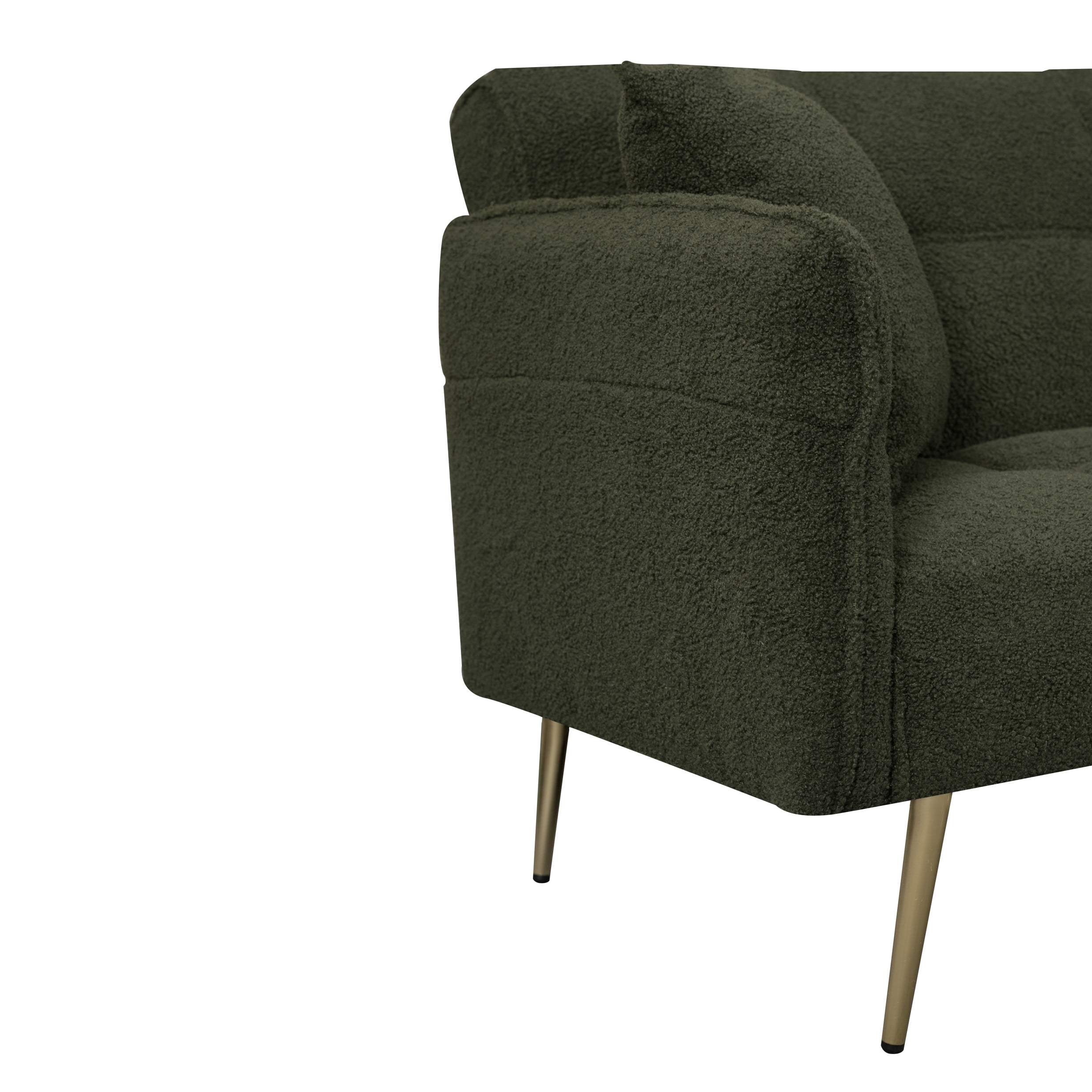 Gewnee Futon Sofa Bed, Convertible Double Sofa Bed with Folding Armrests - Teddy Velvet Fabric & Sturdy Wood Frame for Living Rooms & Small Spaces，Green