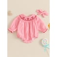 thumbnail image 2 of aturustex Toddler Girl Valentine's Day Bubble Romper 0 3M 6M 12M 18M 2T 3T Infant Heart Embroidered Dot Bodysuits Long Sleeve Rompers Smocked Round Nese Casual Cute Daily Spring Fall Outfits, 2 of 7