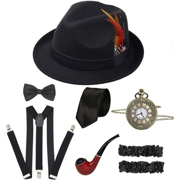 Conjunto de accesorios del Gran Gatsby para hombre de los años 20, disfraz de gángster Retro de los años 20 y 30