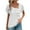 White, variant on Otvok Women Summer Tops Casual Solid V-Neck Hollow-Out Slant Neck Single Breasted Sleeve Short Sleeve Blouse
