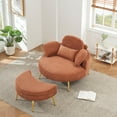 thumbnail image 7 of Small sofa with Ottoman,Corduroy Upholstered Accent Chair with Half Moon Storage Ottoman for Living Room,Bedroom,Orange, 7 of 7