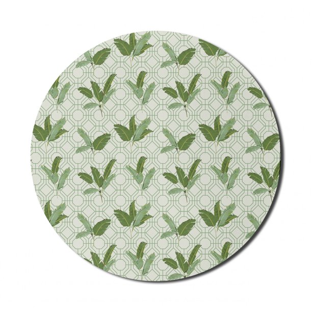 Botany Mouse Pad For Computers Large Evergreen Palm Leaves On Retro Hexagonal Geometric Forms Vintage Design Round Non Slip Thick Rubber Modern Mousepad 8 Round Olive Green Cream By Ambesonne Walmart Com