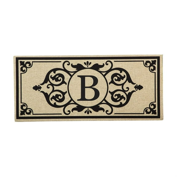 Evergreen Cambridge Monogram Burlap Sassafras Indoor Outdoor Switch Doormat Letter B 1'10"x10" Brown