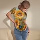 thumbnail image 3 of Balery Sunflower Field Art Body de cuello redondo de manga corta para mujer Tops de manga corta Tops básicos-XX-Large, 3 of 7