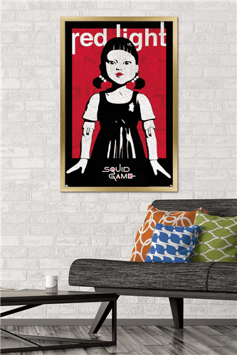 Netflix Squid Game - Red Light Wall Poster, 22.375" x 34", Framed