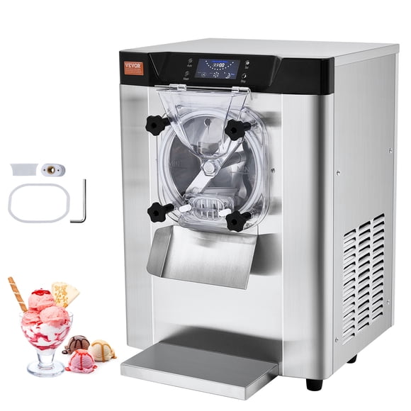 VEVOR Commercial Ice Cream Machine, 12 L/H Yield, 1713W Single Flavor Countertop Hard Serve, Stainless Steel